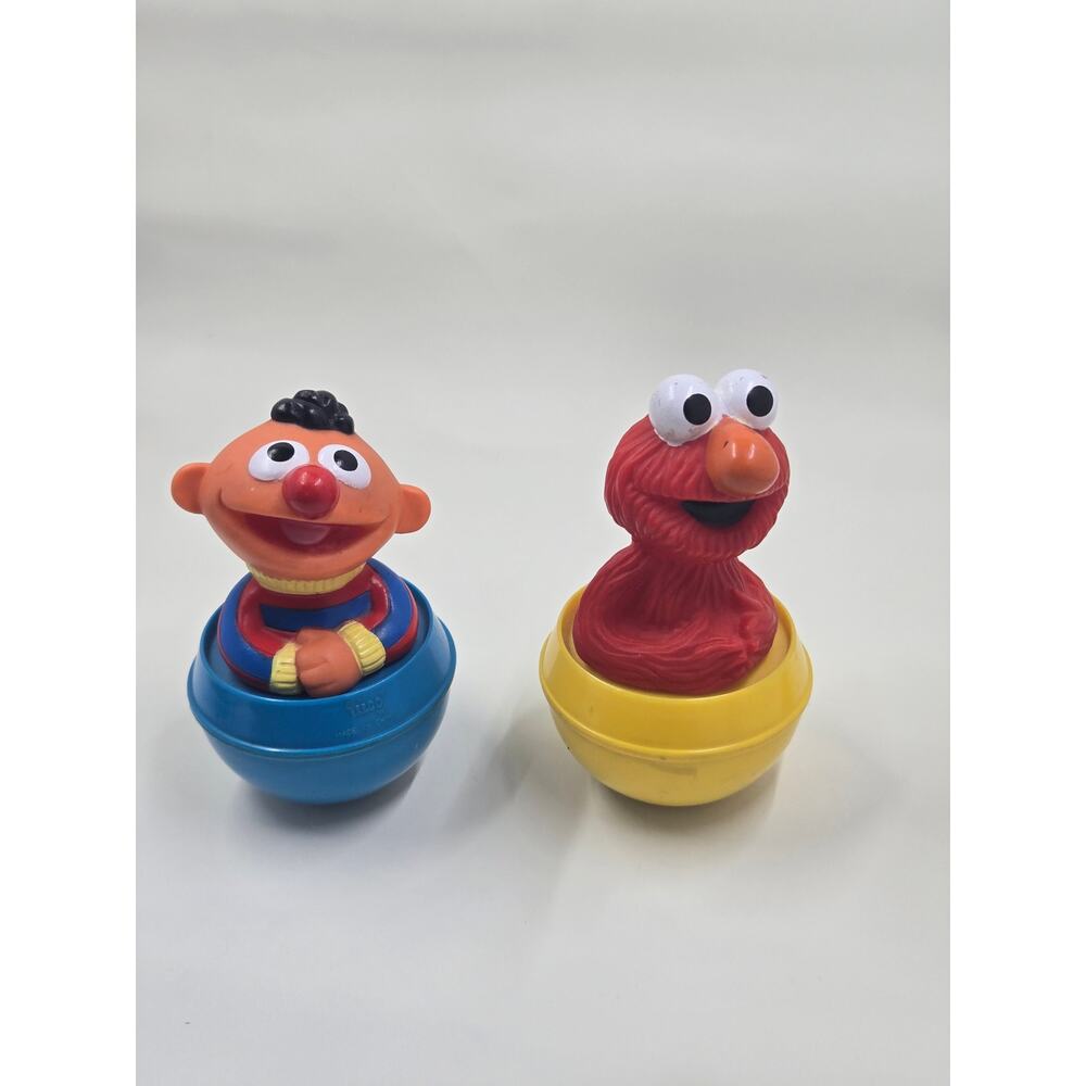 Vintage 1990 Illco Sesame Street Roly Poly Wobble Toys Ernie And Elmo Set - Picture 2 of 10